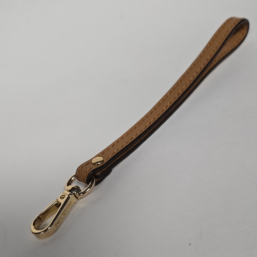 Michael Kors Tan Leather Wristlet Strap with Gold Hardware EUC 7.5"x.5" - Picture 2 of 5